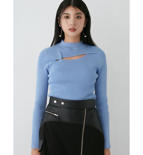 MURUA「カットツイストタイトニット」|ニット・セーター|ブルー