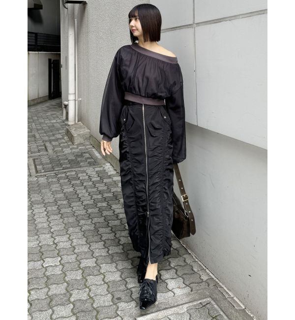 MURUA「ファスナースリットギャザースカート」|スカート|