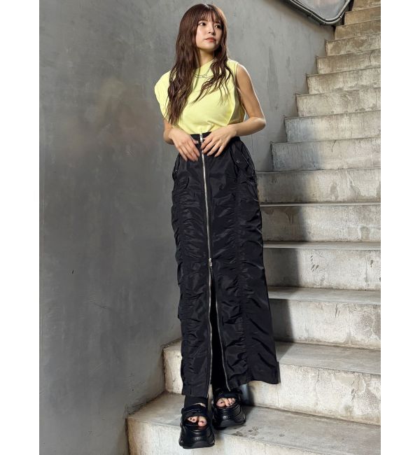 MURUA「ファスナースリットギャザースカート」|スカート|