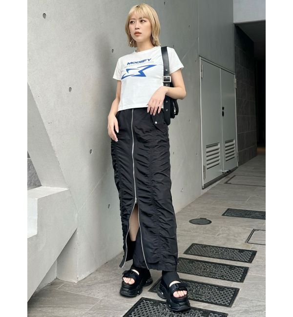 MURUA「ファスナースリットギャザースカート」|スカート|