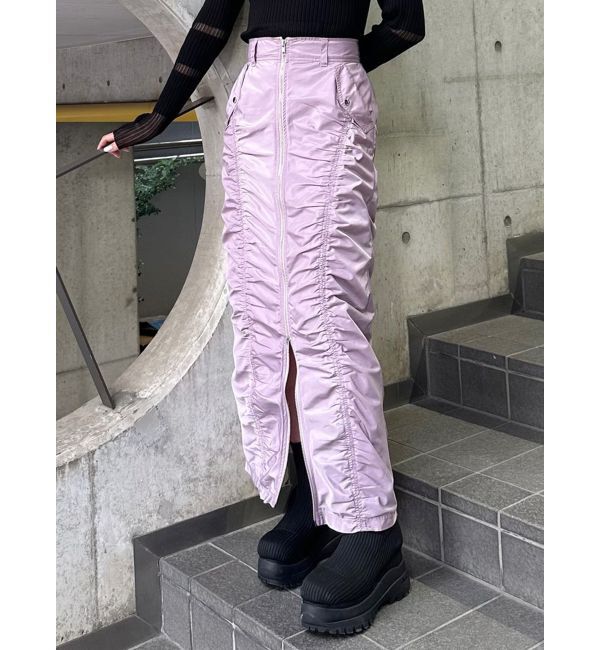 MURUA「ファスナースリットギャザースカート」|スカート|ピンク