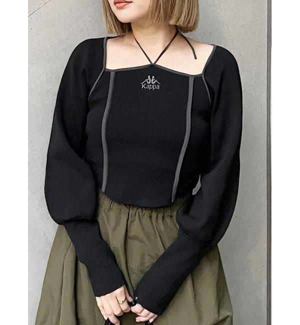 MURUA「【Kappa】トリミングリボンネックニット」|ニット・セーター|ブラック