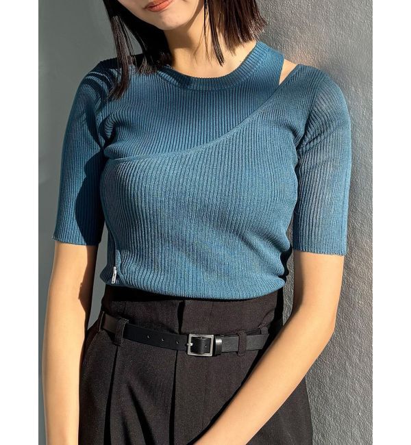MURUA「シアーレイヤードハーフニット」|ニット・セーター|ブルー