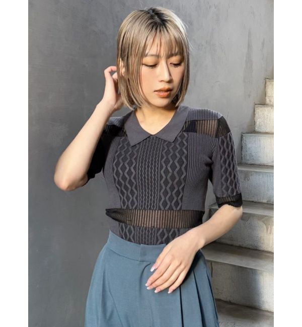 MURUA「シアーケーブルハーフニット」|ニット・セーター|