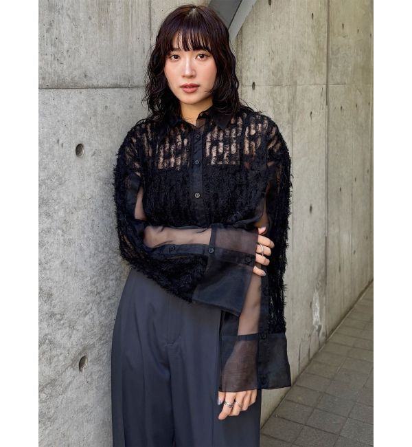 MURUA「レースクロップド2WAYシアーシャツ」|シャツ・ブラウス|