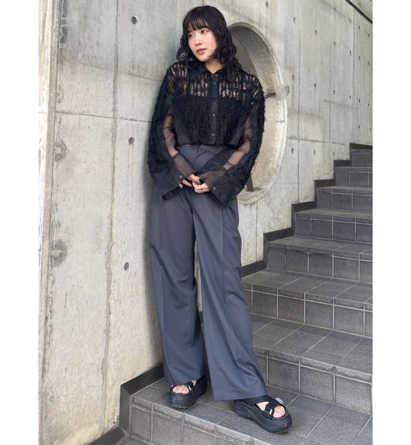 MURUA「レースクロップド2WAYシアーシャツ」|シャツ・ブラウス|