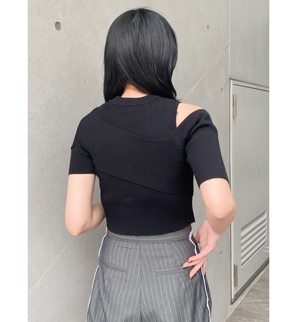 MURUA「ワンサイドオフショルジップニット」|ニット・セーター|