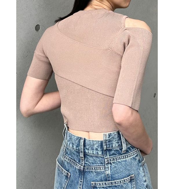 MURUA「ワンサイドオフショルジップニット」|ニット・セーター|