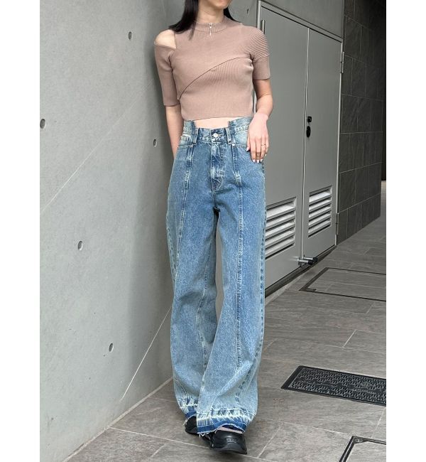 MURUA「ワンサイドオフショルジップニット」|ニット・セーター|