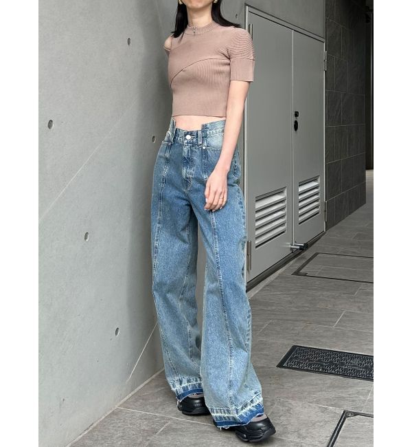 MURUA「ワンサイドオフショルジップニット」|ニット・セーター|