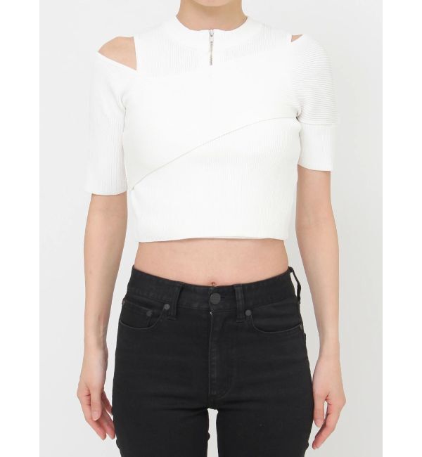 MURUA「ワンサイドオフショルジップニット」|ニット・セーター|