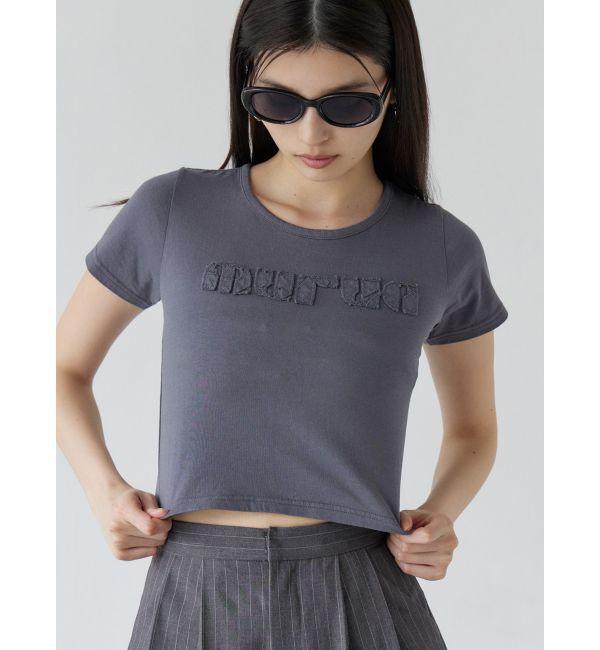 MURUA「パッチステッチクロップドT」|Tシャツ・カットソー|ダークグレー