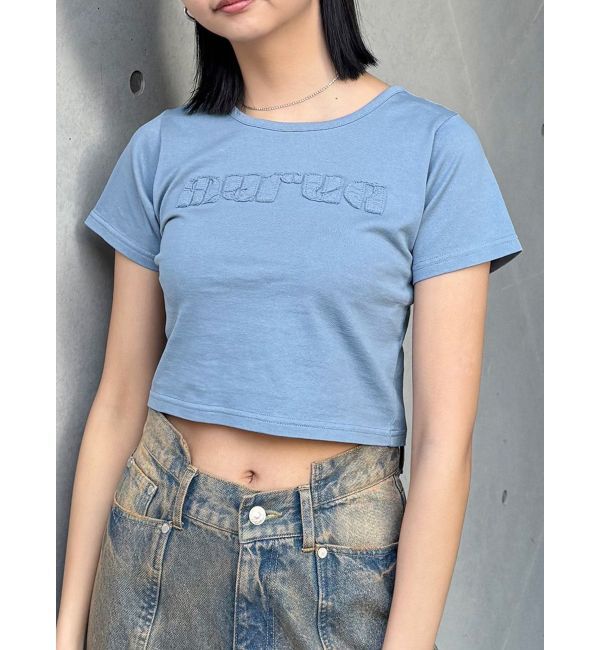 MURUA「パッチステッチクロップドT」|Tシャツ・カットソー|ブルー