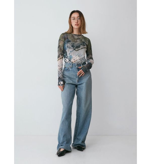 Ungrid「シアープリントチュールロングスリーブTee」|Tシャツ・カットソー|