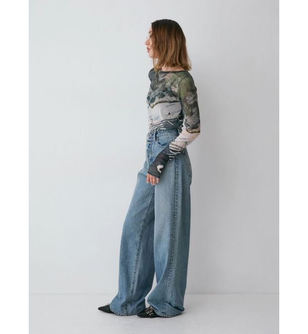 Ungrid「シアープリントチュールロングスリーブTee」|Tシャツ・カットソー|