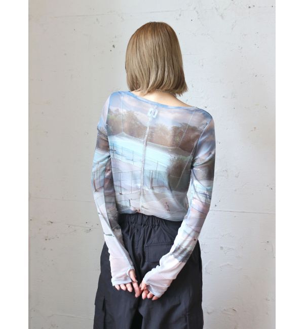 Ungrid「シアープリントチュールロングスリーブTee」|Tシャツ・カットソー|