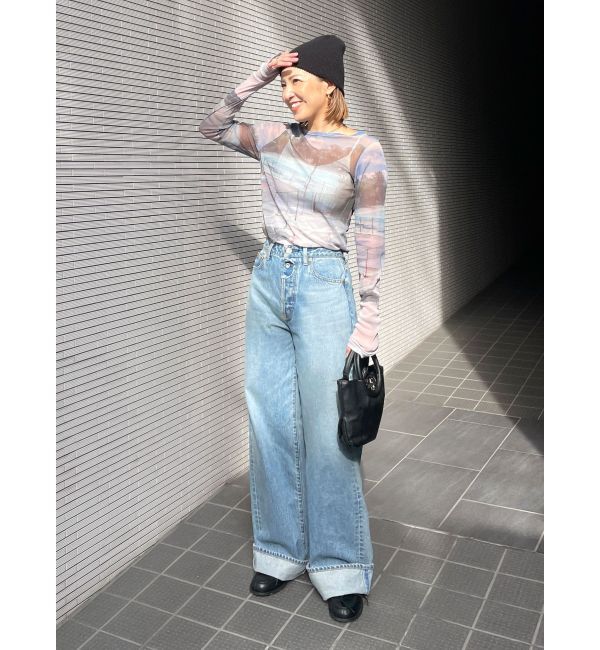 Ungrid「シアープリントチュールロングスリーブTee」|Tシャツ・カットソー|