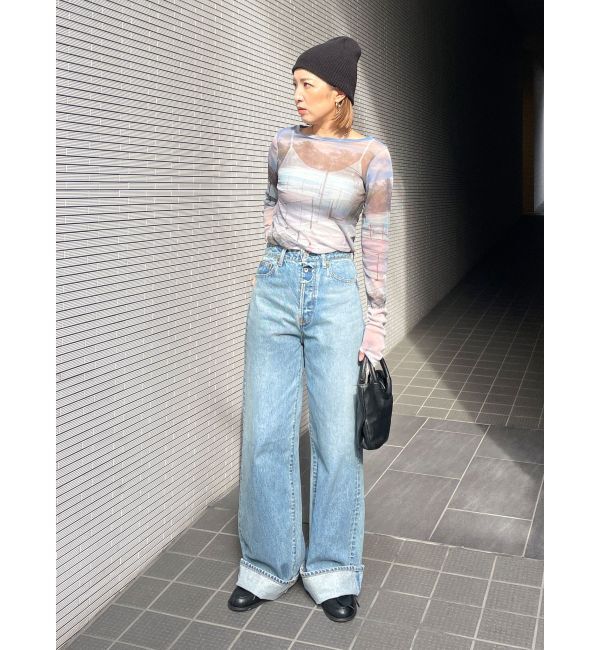 Ungrid「シアープリントチュールロングスリーブTee」|Tシャツ・カットソー|