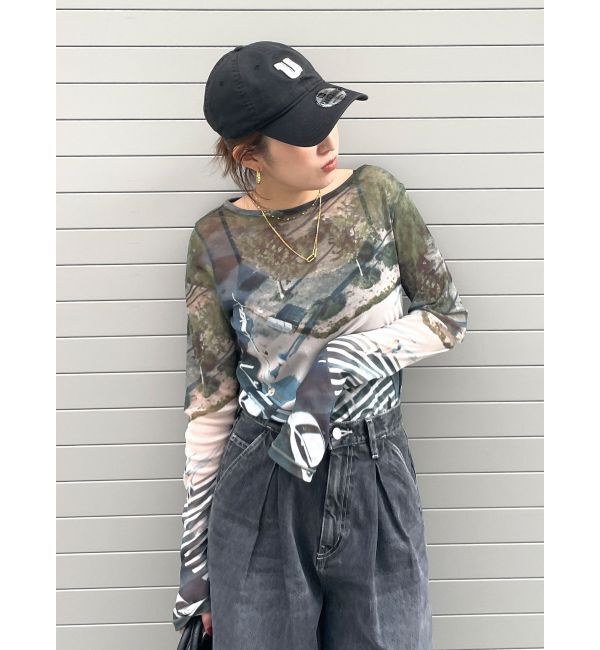 Ungrid「シアープリントチュールロングスリーブTee」|Tシャツ・カットソー|