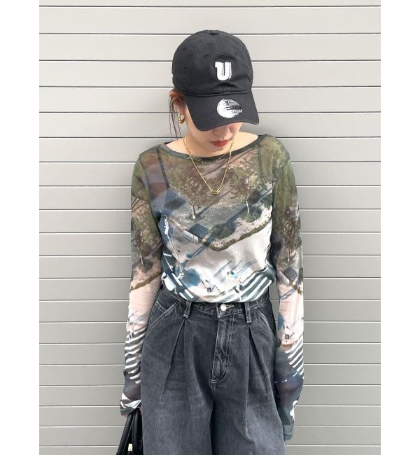 Ungrid「シアープリントチュールロングスリーブTee」|Tシャツ・カットソー|