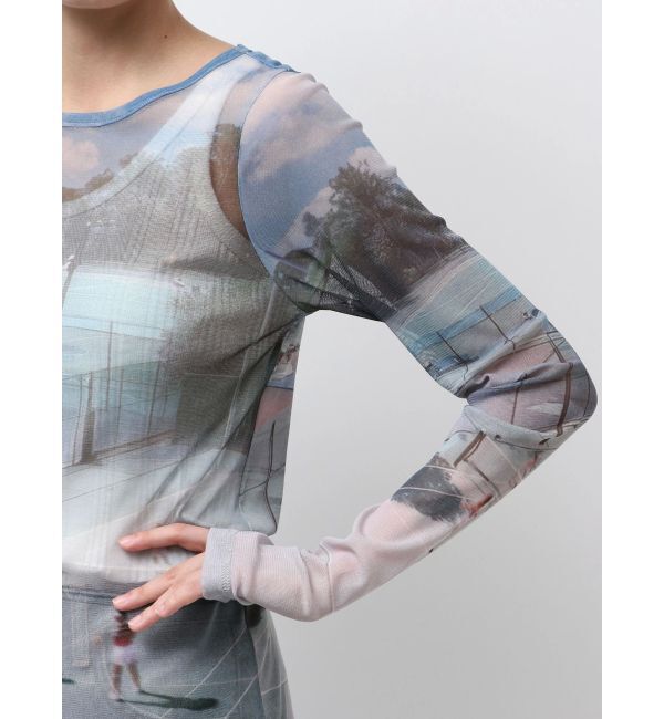 Ungrid「シアープリントチュールロングスリーブTee」|Tシャツ・カットソー|