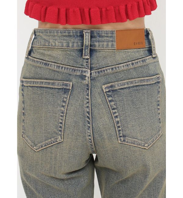 EVRIS「Embroideryフレアデニムパンツ」|デニム|
