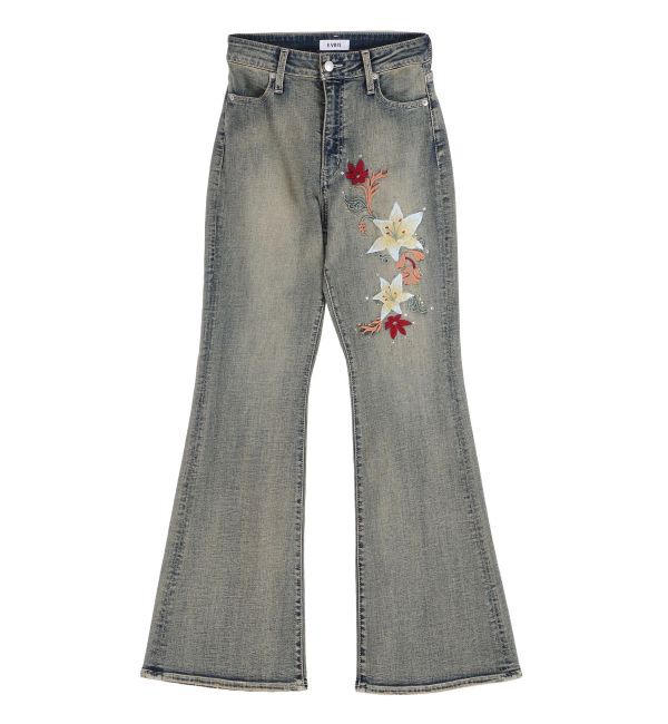 EVRIS「Embroideryフレアデニムパンツ」|デニム|
