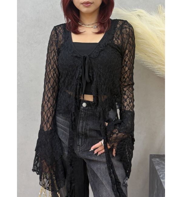 EVRIS「レースグランジデザイントップス」|Tシャツ・カットソー|ブラック