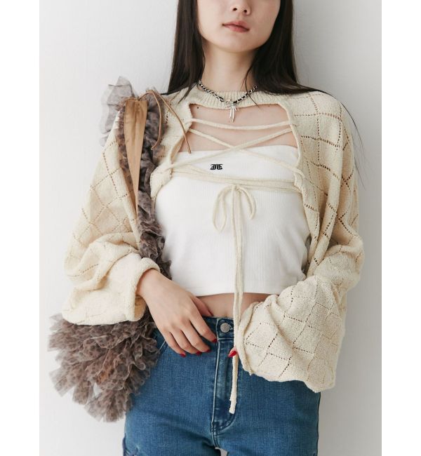 jouetie「2wayレースアップクロップドニット」|ニット・セーター|
