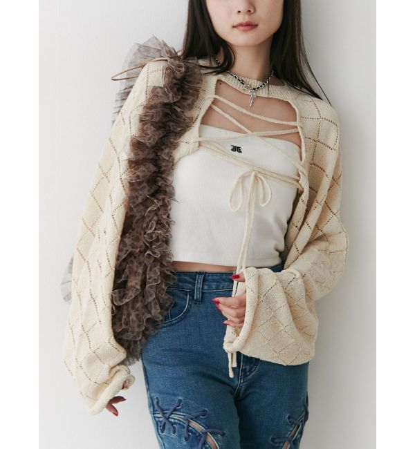jouetie「2wayレースアップクロップドニット」|ニット・セーター|