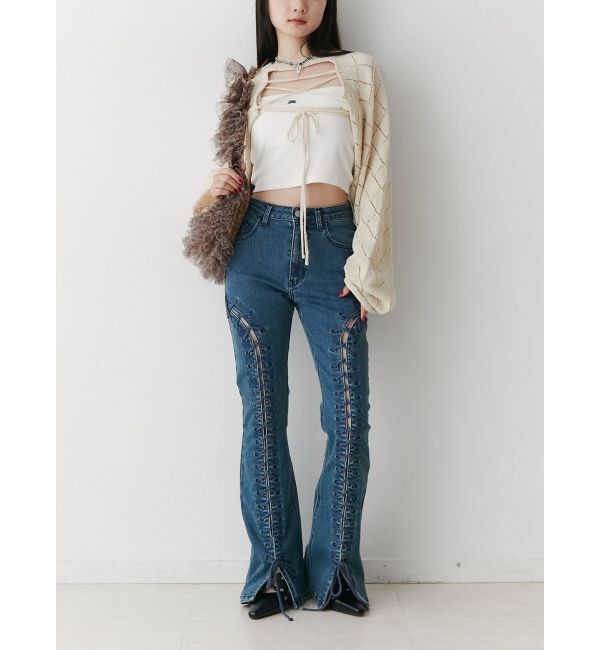 jouetie「2wayレースアップクロップドニット」|ニット・セーター|