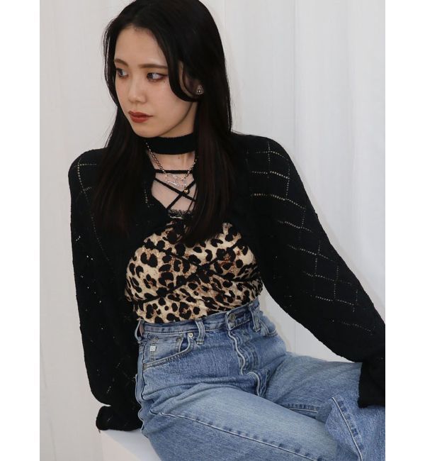 jouetie「2wayレースアップクロップドニット」|ニット・セーター|ブラック