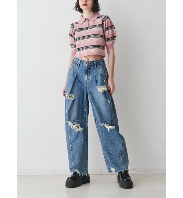 jouetie「マルチボーダーポロニット」|ニット・セーター|