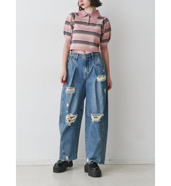 jouetie「マルチボーダーポロニット」|ニット・セーター|