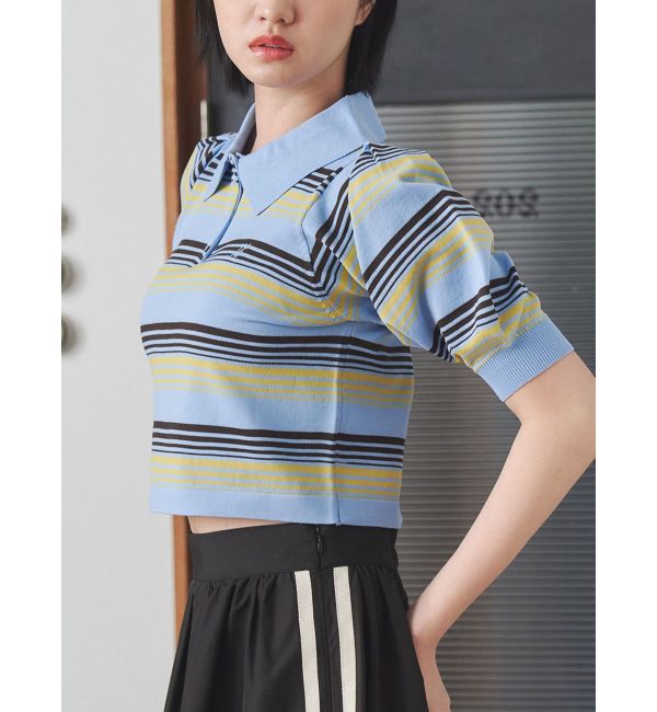 jouetie「マルチボーダーポロニット」|ニット・セーター|