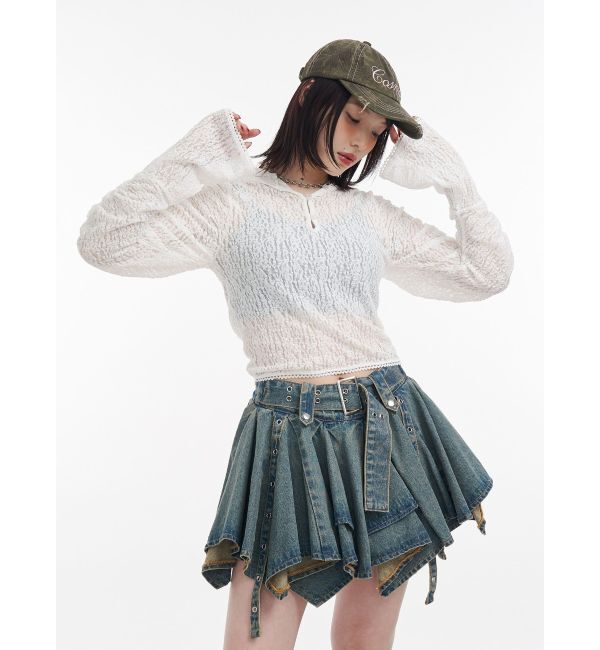 jouetie「ギャザースリーブレースフーディ」|Tシャツ・カットソー|