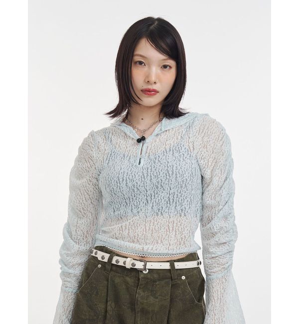 jouetie「ギャザースリーブレースフーディ」|Tシャツ・カットソー|