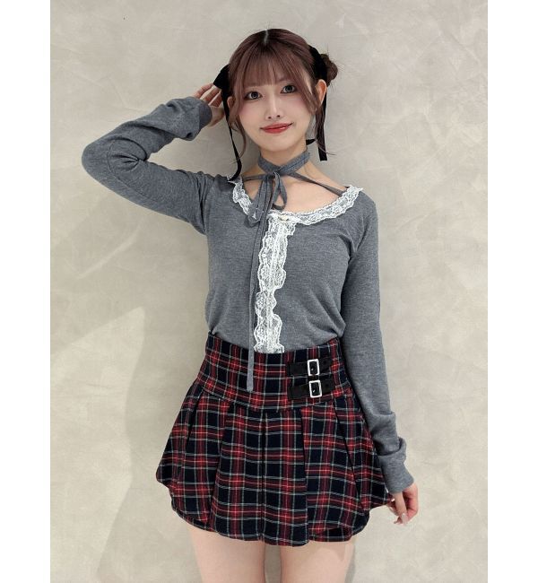 jouetie「レースドッキングニット」|ニット・セーター|グレー