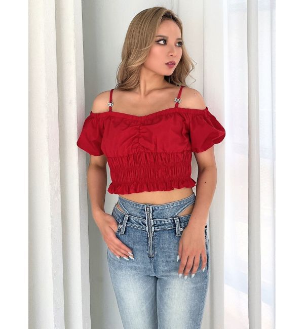 GYDA「Symmetry GYDAチャームオフショルブラウス」|シャツ・ブラウス|