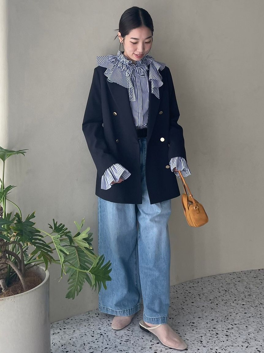 Mila Owen「【WEB限定00サイズ】ルーズフィットタックバギーデニムパンツ」|デニム|