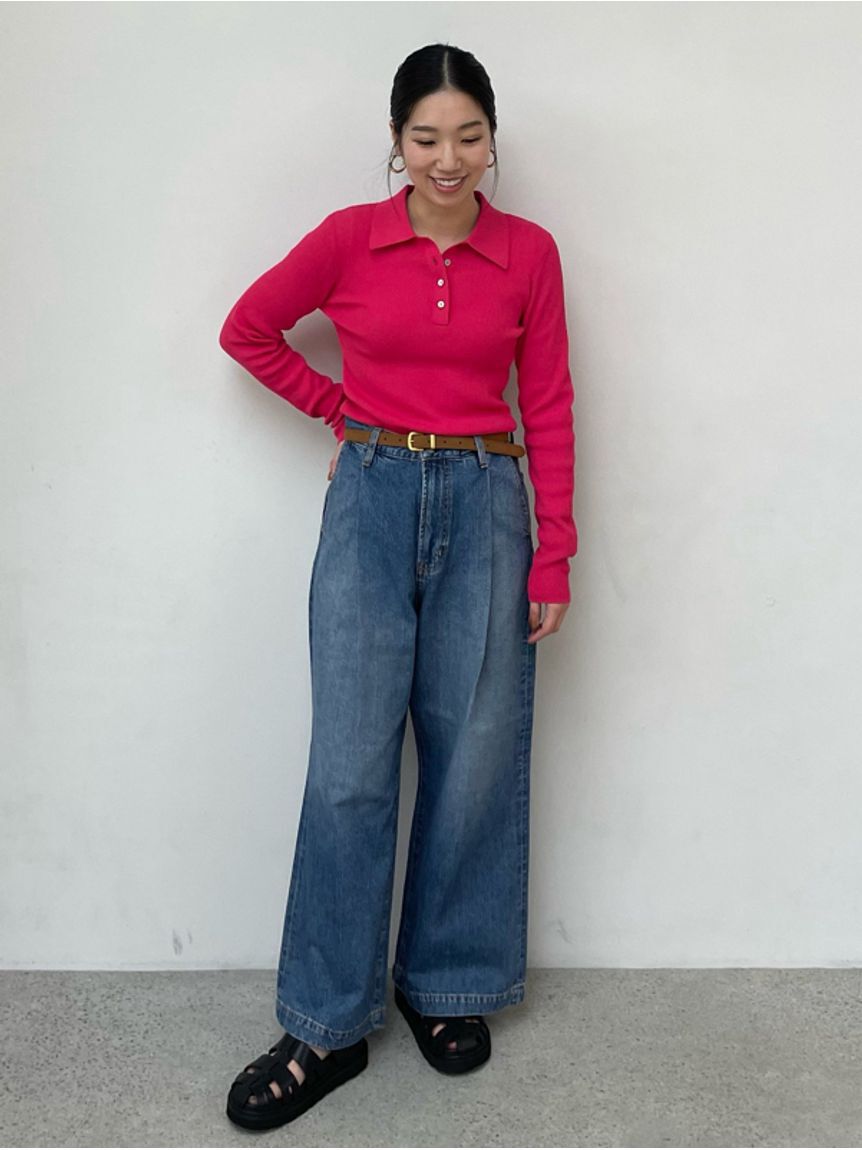 Mila Owen「【WEB限定00サイズ】ルーズフィットタックバギーデニムパンツ」|デニム|