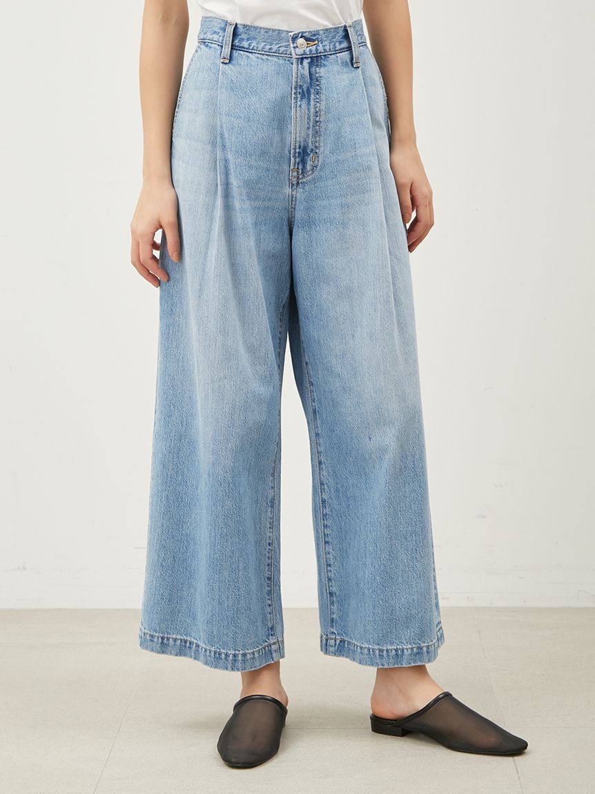 Mila Owen「【WEB限定00サイズ】ルーズフィットタックバギーデニムパンツ」|デニム|