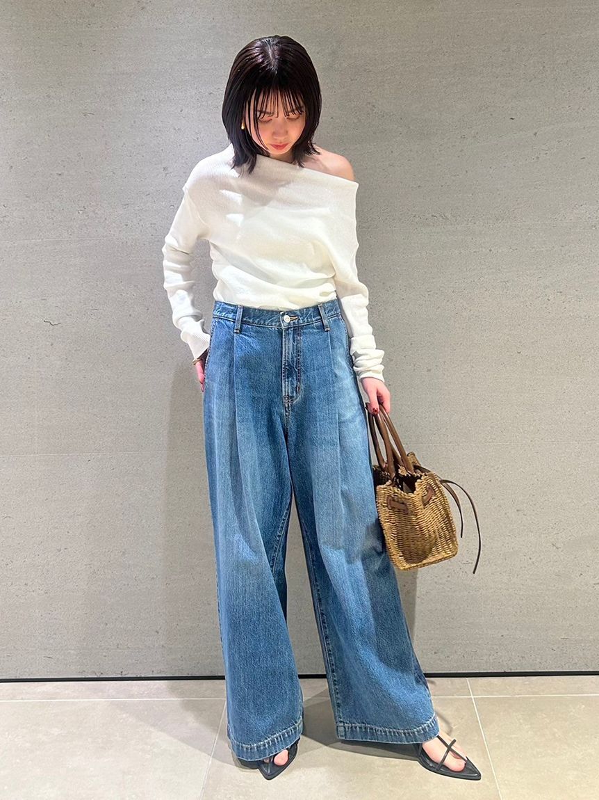 Mila Owen「【WEB限定00サイズ】ルーズフィットタックバギーデニムパンツ」|デニム|