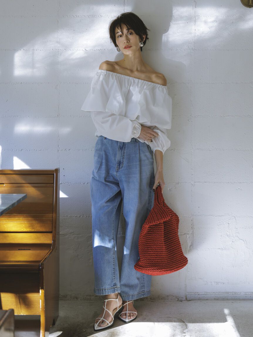 Mila Owen「【WEB限定00サイズ】ルーズフィットタックバギーデニムパンツ」|デニム|