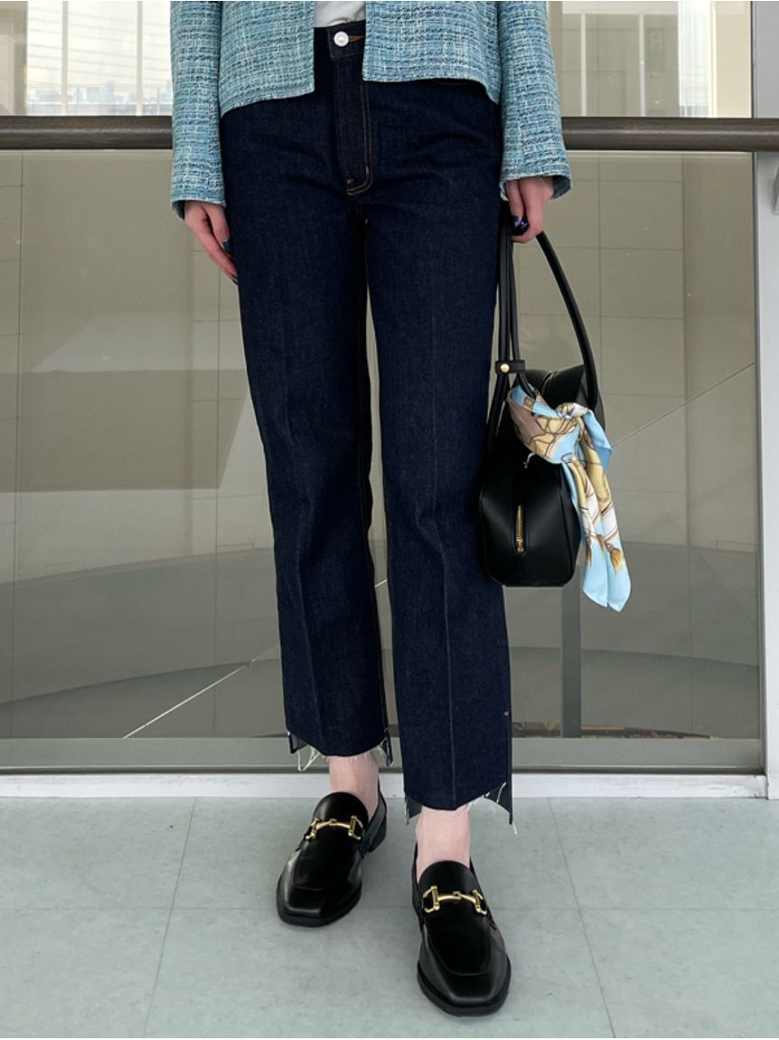 Mila Owen「裾段差テーパードデニムパンツ」|デニム|