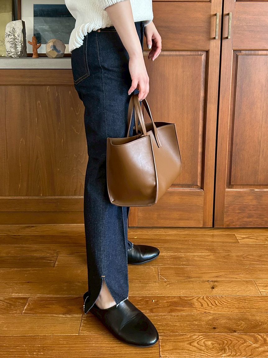 Mila Owen「裾段差テーパードデニムパンツ」|デニム|