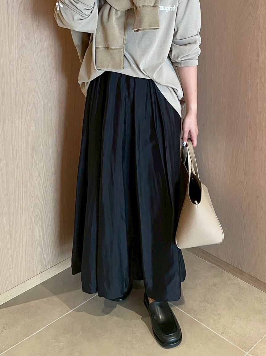 Mila Owen「ウエストゴムシアーシャイニーバルーンスカート」|スカート|BLK