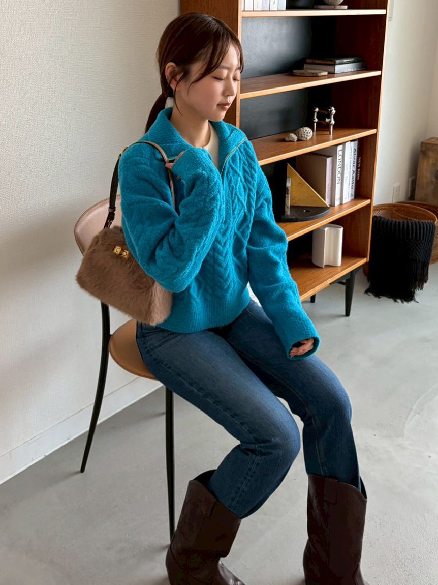 Mila Owen「センタープレス裾段差デニムパンツ」|デニム|