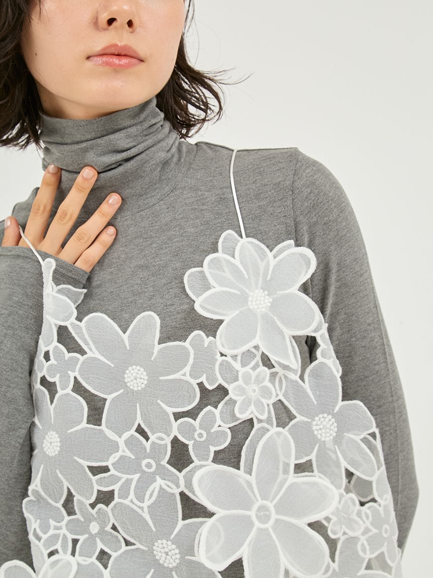 emmi atelier「フラワーオーガンジービスチェ」|ベスト・ジレ|WHT