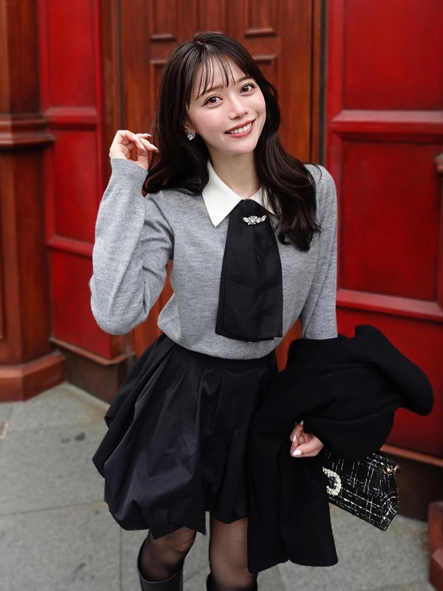 SNIDEL「タイ付きビジューカーディガン」|カーディガン|